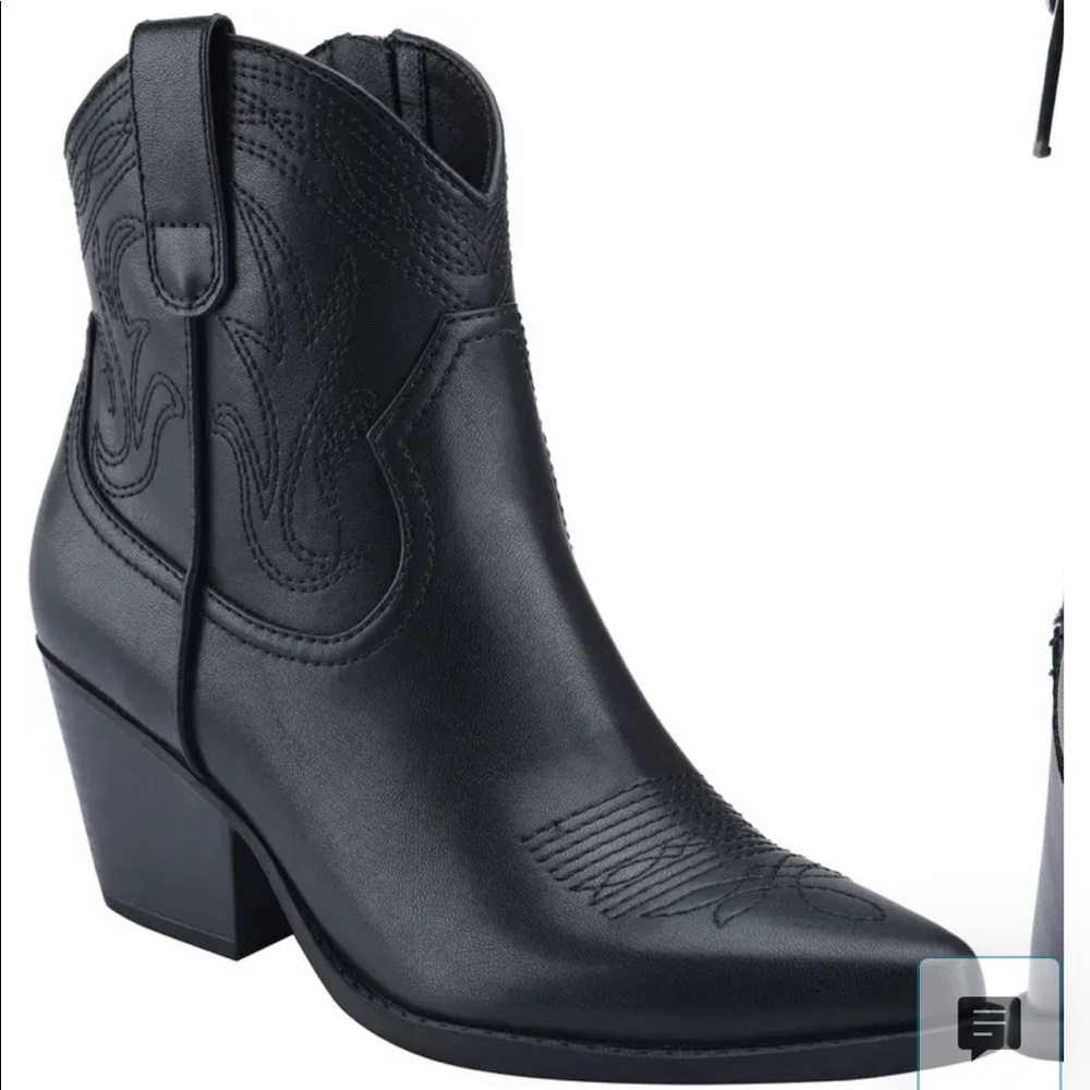Black Mini Cowgirl Boots (8) - Indigo Rd Alydia Contrasting Stitch Western Boots